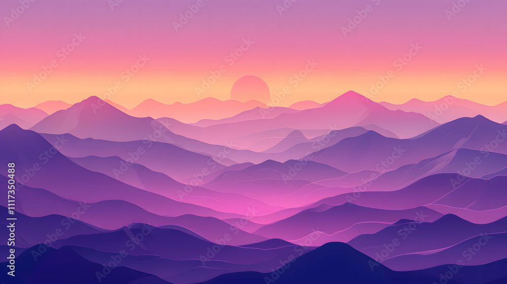 A seamless pattern with a digital illustration of a pink sunset sky. A seamless pattern with a digital illustration of a pink sunset sky.