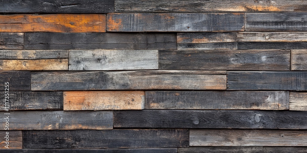 Weathered, rustic dark timber wall panel texture creates a grunge background, forming a panoramic banner that showcases the unique appearance of aged wood. Weathered, rustic dark timber wall panel texture creates a grunge background, forming a panoramic banner that showcases the unique appearance of aged wood.