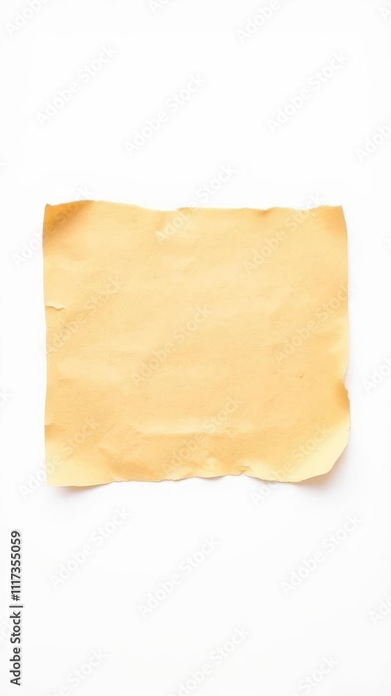 Old, yellowed paper sheet with torn edges isolated on a white background, history, texture Old, yellowed paper sheet with torn edges isolated on a white background, history, texture