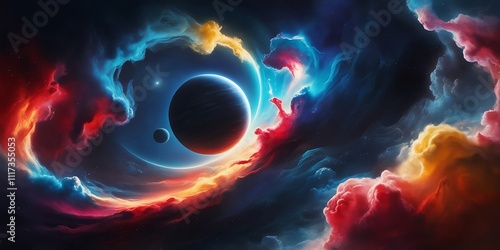 Abstract background of fantasy colorful space landscape astronomical view illustration design