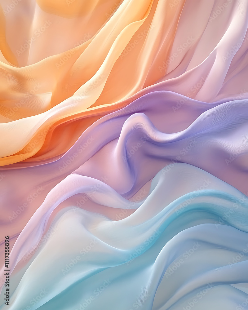 Obraz premium Flowing fabric draped in soft pastel colors creates a serene and calming visual experience