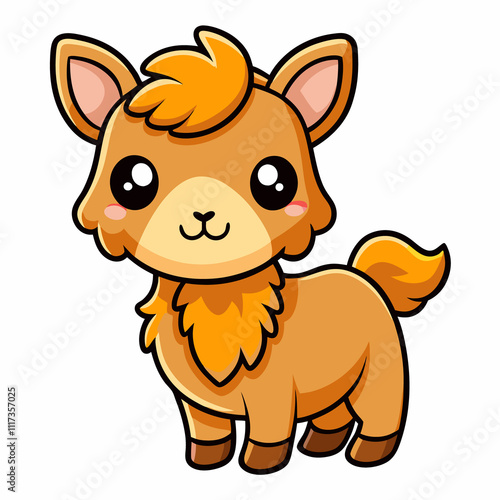 Adorable cartoon alpaca with orange fur.