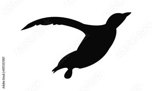 Penguin Bird Silhouette Design  And Vector Illustration. 