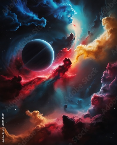 Abstract background of fantasy colorful space landscape astronomical view illustration design