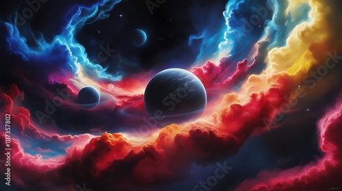 Abstract background of fantasy colorful space landscape astronomical view illustration design