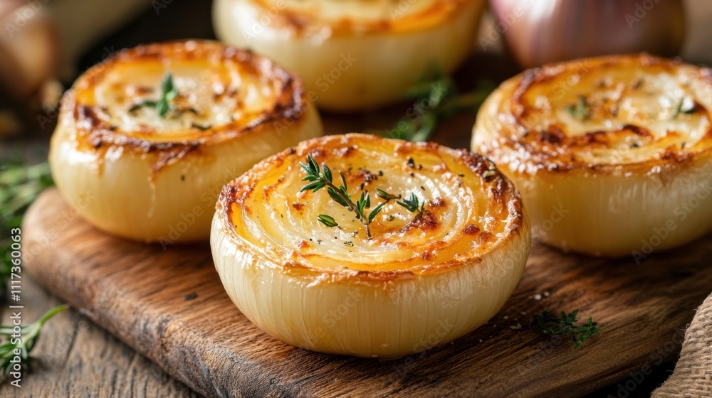 French Onion Cups Gourmet baked onions with fresh herbs perfect for autumn gatherings