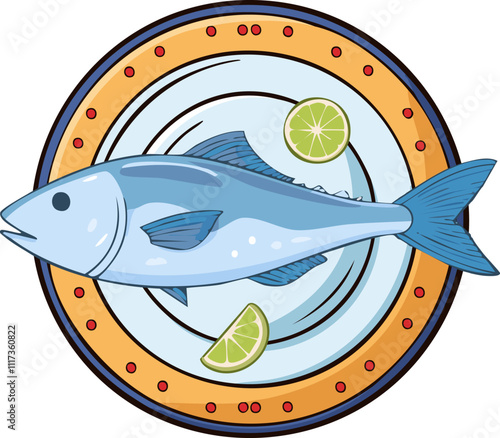 Top View Illustration of Fish on a Plate photo