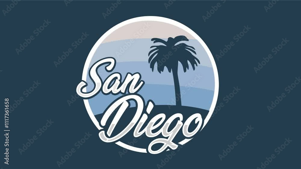 san diego california with palm tree silhouette san diego california with palm tree silhouette