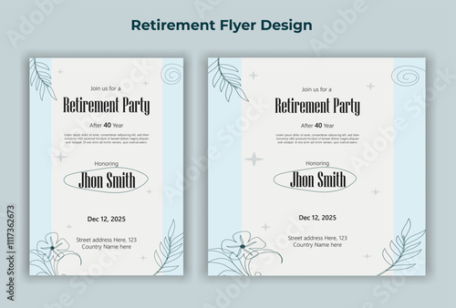 Happy retirement lunch party invitation flyer design template 
