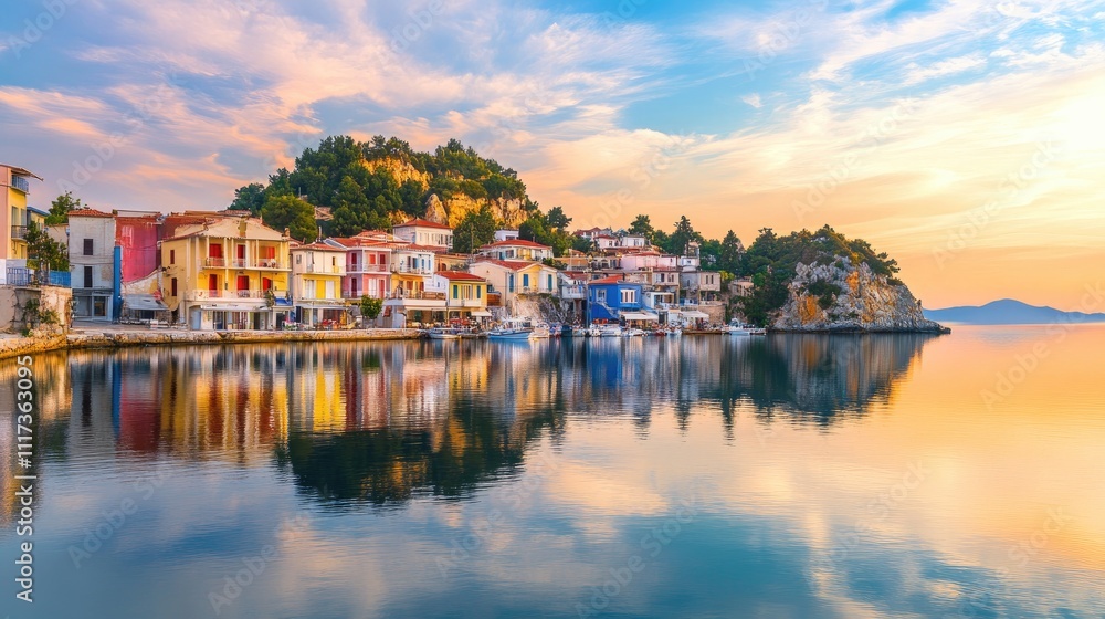 Bright spring view of the Cameo Island. Picturesque morning scene on the Port Sostis, Zakinthos island, Greece, Europe. Beauty of nature concept background. Bright spring view of the Cameo Island. Picturesque morning scene on the Port Sostis, Zakinthos island, Greece, Europe. Beauty of nature concept background.