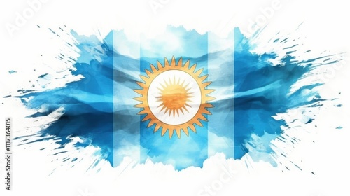 National Sovereignty Day Argentina Vibrant argentine flag with artistic paint splash background