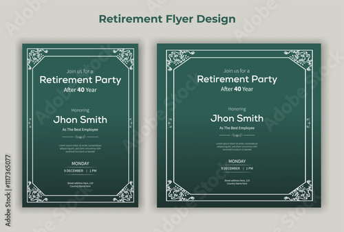 Happy retirement lunch party invitation flyer design template 
