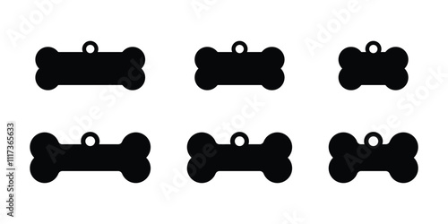 Dog bone tag icons, dog collar tag vector illustration
