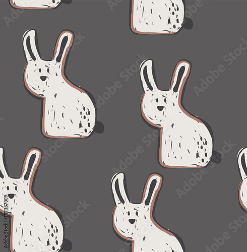 Cute colorful animals sea lion bunny deer fox tree polar bear ice ice age animas funny seamless print pattern graphic tee design for kids market as vector  photo