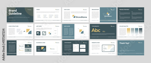 Editable Brand Identity Presentation. Logo Guidelines Template.  Brand Guideline Layout Design
