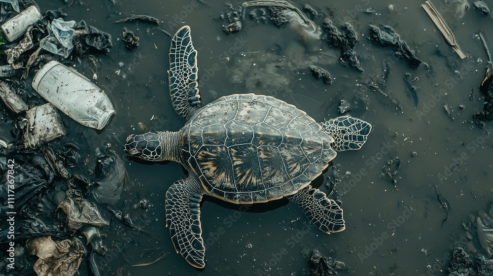 Fototapeta premium Impact of Climate Change on Sea Turtles Biodiversity Loss in Marine Ecosystems