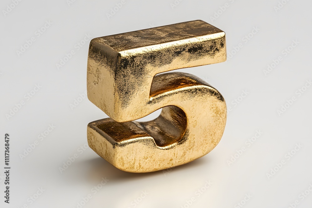 Golden 3D Number 5 Isolated on White Background for Graphic Design and Celebrations Golden 3D Number 5 Isolated on White Background for Graphic Design and Celebrations