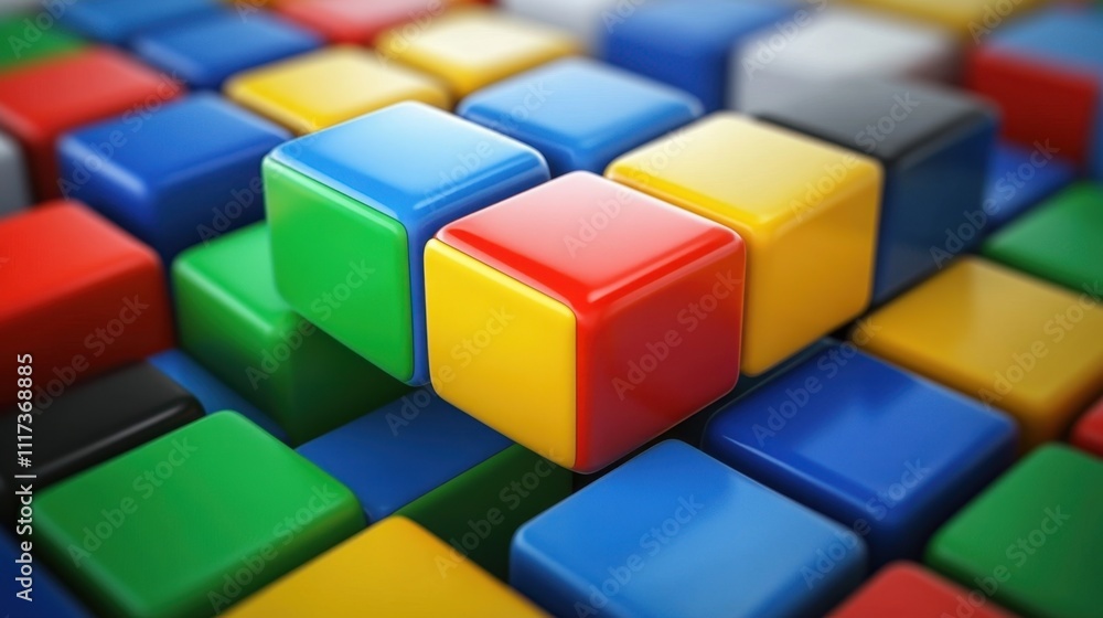 International Brain Teaser Month Vibrant colorful toy blocks arrangement showcase for creative design concepts International Brain Teaser Month Vibrant colorful toy blocks arrangement showcase for creative design concepts