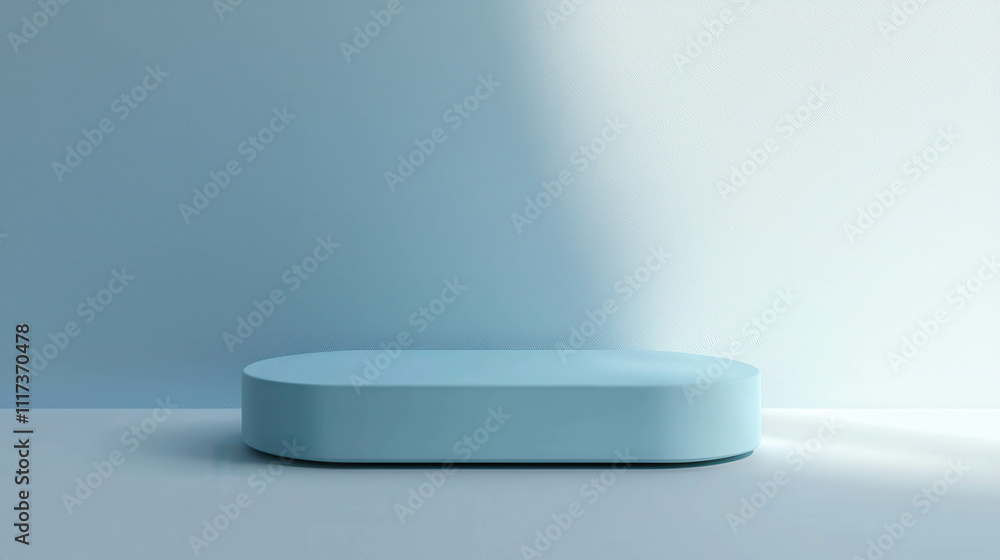 Soft Blue 3D Product Stand with Clean Edges in Minimalist Setting Soft Blue 3D Product Stand with Clean Edges in Minimalist Setting