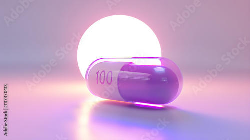 Purple and White Medicine Pill Imprinted with 10/20 on a White Background photo