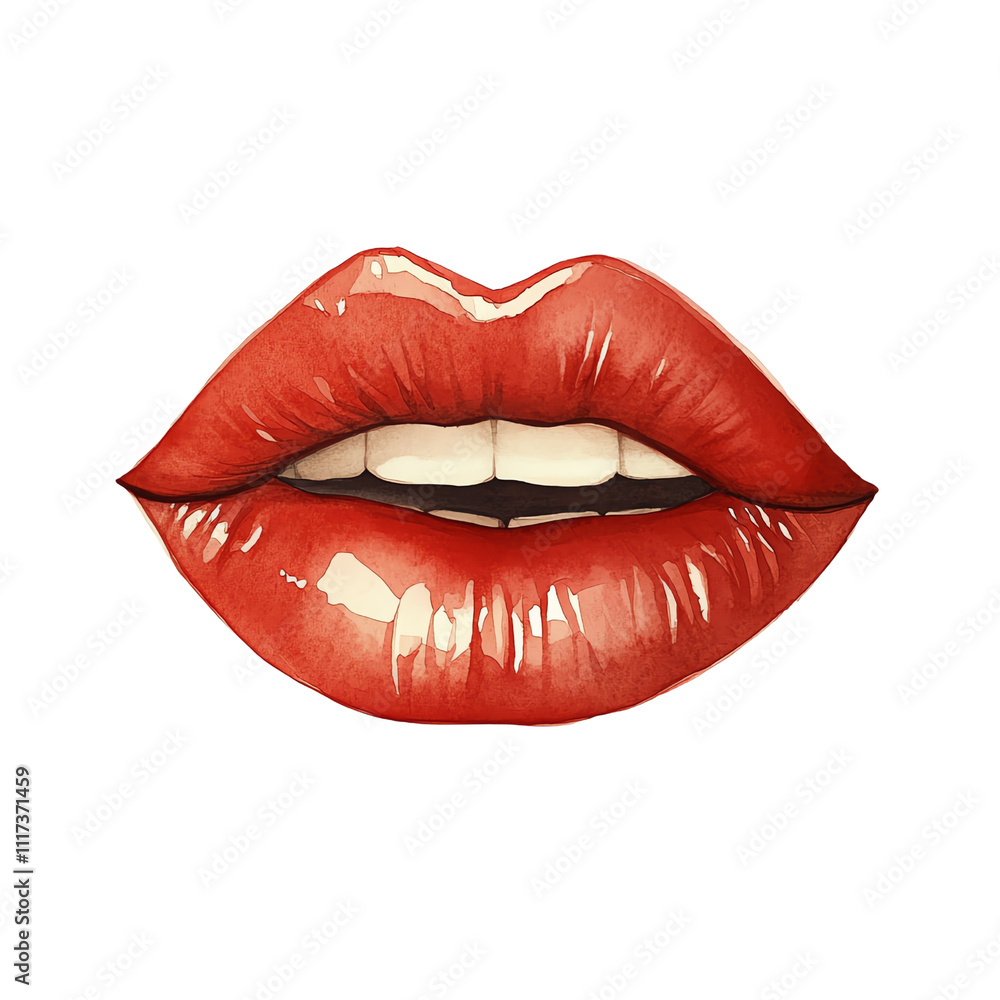 Stylish red lips, transparent background Stylish red lips, transparent background