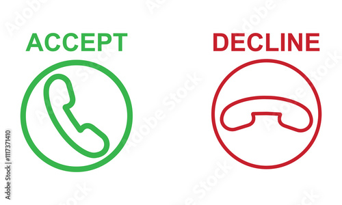 Phone call icon accept and decline. agree disagree to terms and condition. colourful buttons  for app, website, ui. isolated on white background  design Template, . Vector illustration . EPS 10