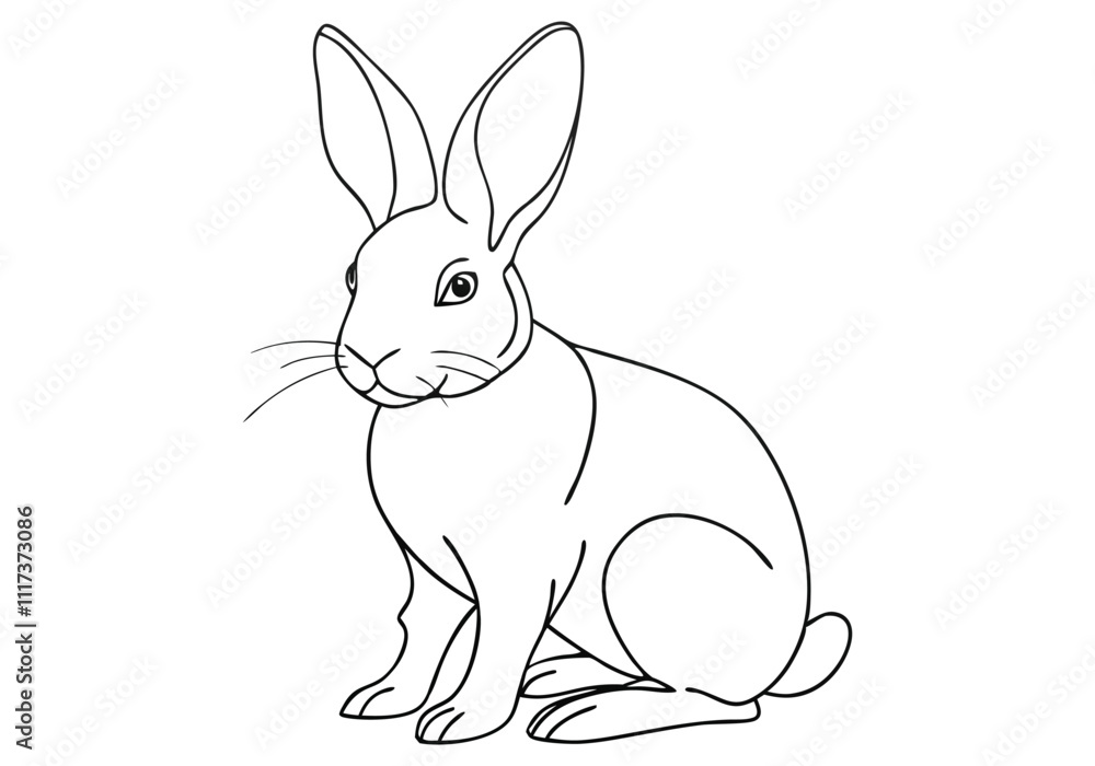 Continuous One-Line Drawing of a Rabbit - Minimalist Animal Design Continuous One-Line Drawing of a Rabbit - Minimalist Animal Design