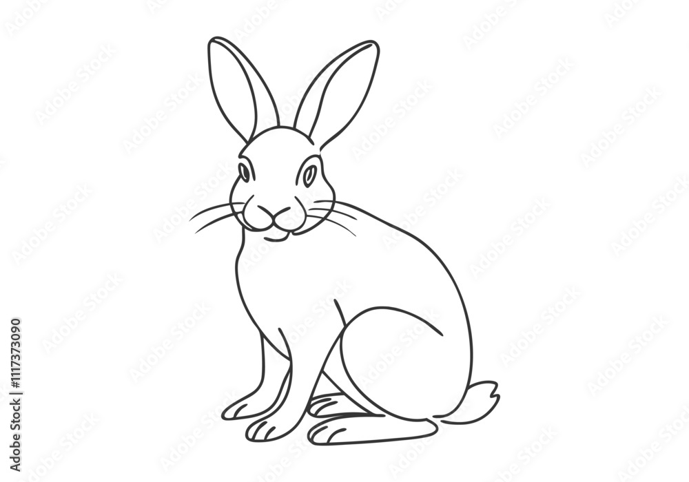 Fototapeta premium Continuous One-Line Drawing of a Rabbit - Minimalist Animal Design