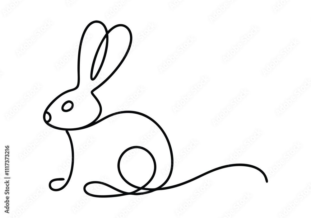 Obraz premium Continuous One-Line Drawing of a Rabbit - Minimalist Animal Design