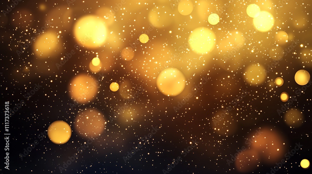 Golden Bokeh Light Background with Glittering Particle Effect for Festive Celebrations : Generative AI Golden Bokeh Light Background with Glittering Particle Effect for Festive Celebrations : Generative AI