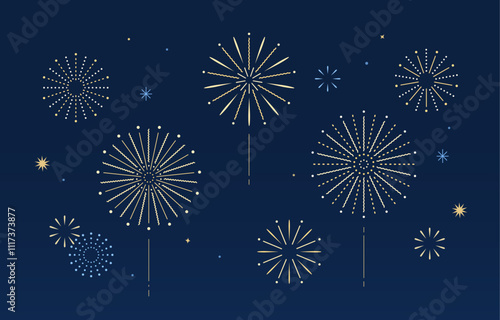 fireworks festival on dark blue background vector illustration
