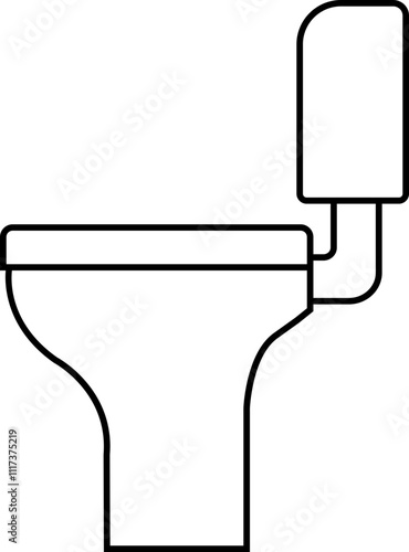 Toilet icon bowl sanitary clean silhouette ware vector bathroom in trendy black line style. Bidet toilet flush WC icon for website design isolated on transparent background. furniture for bathroom.