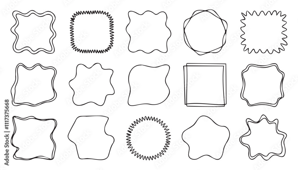 contemporary collection of minimalistic squiggle frames with wavy and zigzag edges illustration contemporary collection of minimalistic squiggle frames with wavy and zigzag edges illustration