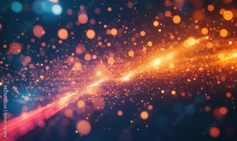 Abstract digital art featuring vibrant glowing particles and streaks. Abstract digital art featuring vibrant glowing particles and streaks.
