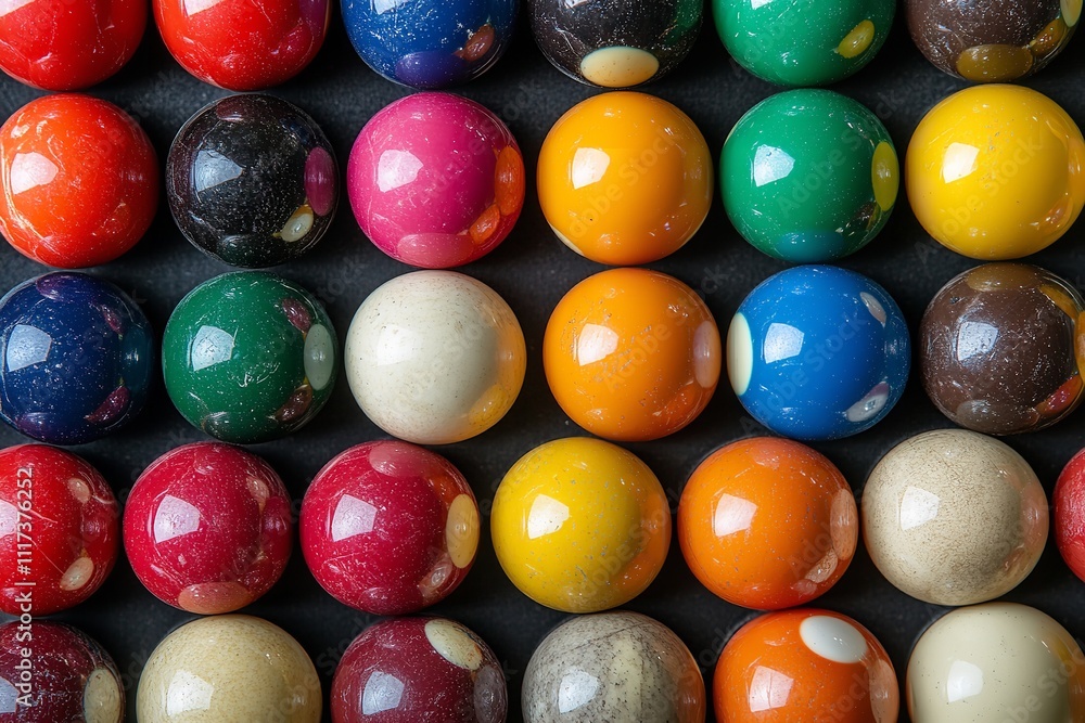The top view of the colorful pool balls. Generative Ai The top view of the colorful pool balls. Generative Ai