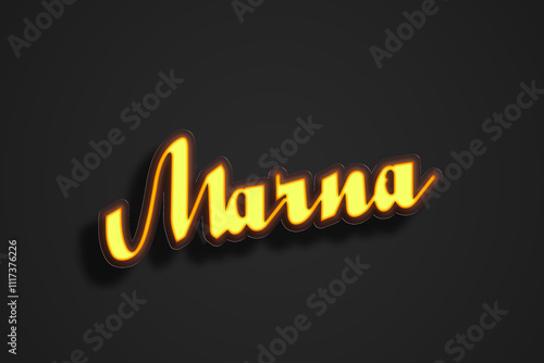 Yellow Neon Light Text Effect of Afrikaans name Marna on black background. photo