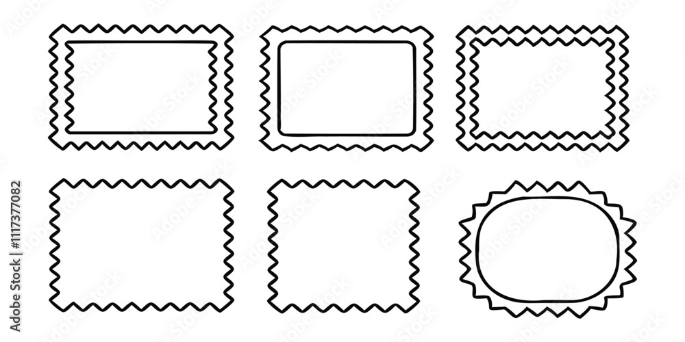 artistic squiggle frames with wavy and zigzag edges for abstract design artistic squiggle frames with wavy and zigzag edges for abstract design
