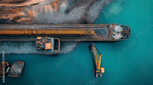 Aerial View of Mining Equipment on Open Ocean