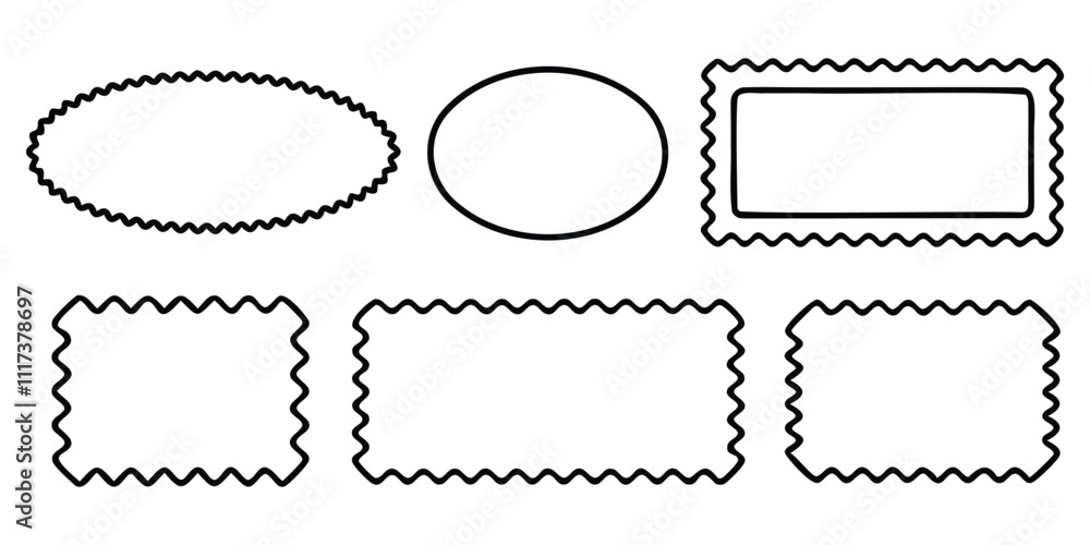 minimalistic squiggle frames with wavy and zigzag edges for contemporary design minimalistic squiggle frames with wavy and zigzag edges for contemporary design