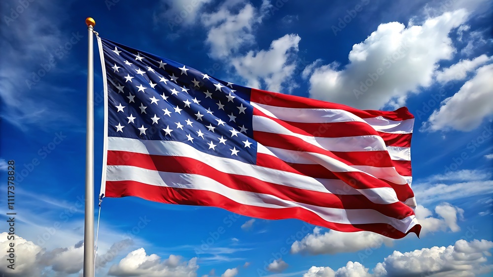 USA flag on white background. For USA Memorial Day, Veteran's Day, Labor Day, or the 4th of July celebration. generative ai USA flag on white background. For USA Memorial Day, Veteran's Day, Labor Day, or the 4th of July celebration. generative ai