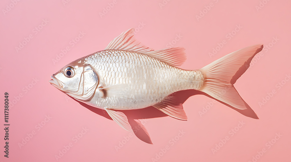 Obraz premium Cute puppy playtime with fish home animal photography indoor close-up whimsical moments