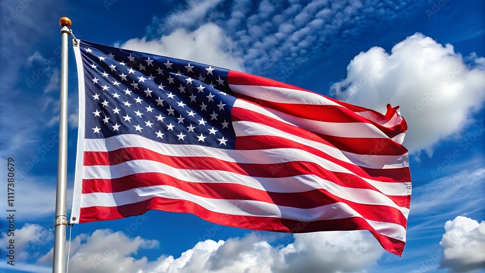 USA flag on white background. For USA Memorial Day, Veteran's Day, Labor Day, or the 4th of July celebration. generative ai USA flag on white background. For USA Memorial Day, Veteran's Day, Labor Day, or the 4th of July celebration. generative ai