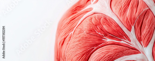 Detailed close-up of human muscle tissue showcasing intricate textures and colors.
