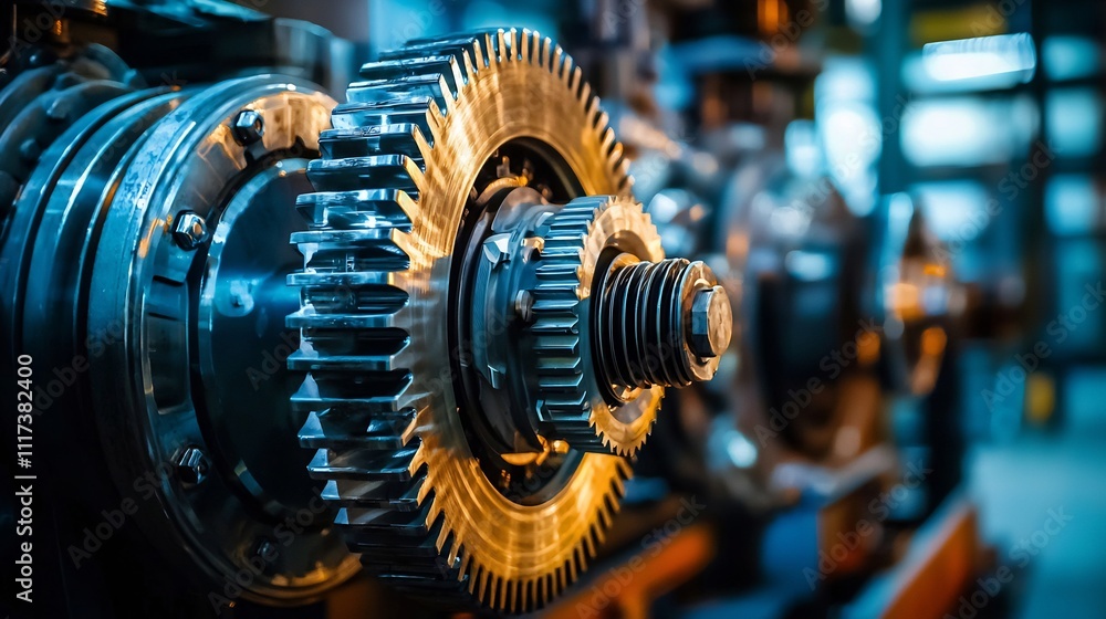 Intricate Gears and Cogs in a Powerful Industrial Machinery Intricate Gears and Cogs in a Powerful Industrial Machinery