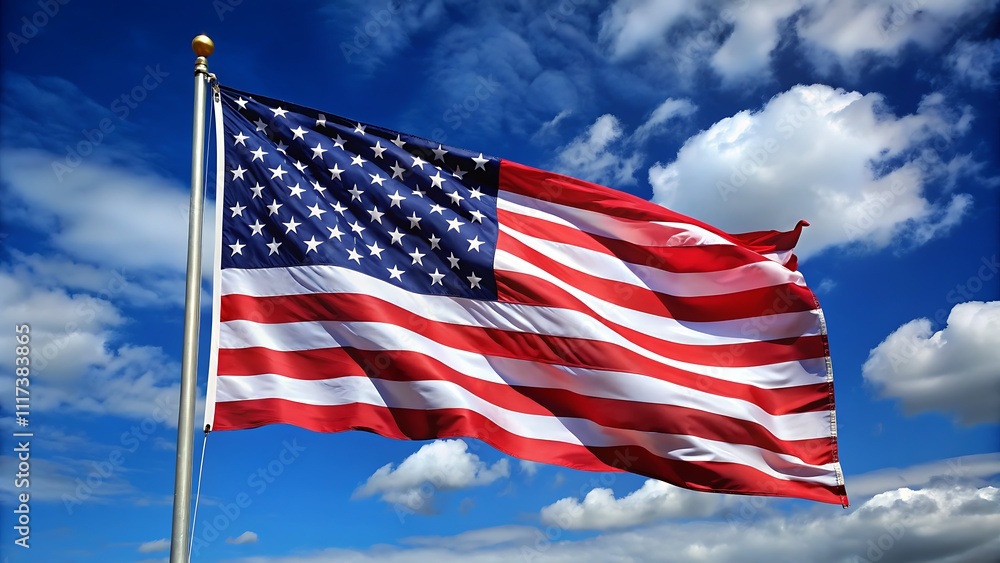 USA flag on white background. For USA Memorial Day, Veteran's Day, Labor Day, or the 4th of July celebration. generative ai USA flag on white background. For USA Memorial Day, Veteran's Day, Labor Day, or the 4th of July celebration. generative ai