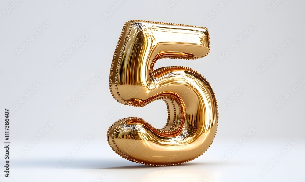 Golden 3D Number 5 Isolated on White Background for Graphic Design and Celebrations Golden 3D Number 5 Isolated on White Background for Graphic Design and Celebrations