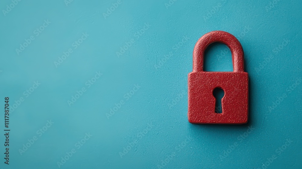 red padlock on blue background symbolizes security and protection. This conveys sense of safety and confidentiality, ideal for discussions on security measures red padlock on blue background symbolizes security and protection. This conveys sense of safety and confidentiality, ideal for discussions on security measures