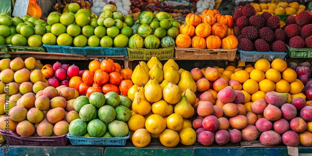 Vibrant fruits displayed at the market stall, showcasing a variety of colors and textures. The market stall features an impressive assortment of fresh fruits, inviting shoppers to explore. Vibrant fruits displayed at the market stall, showcasing a variety of colors and textures. The market stall features an impressive assortment of fresh fruits, inviting shoppers to explore.