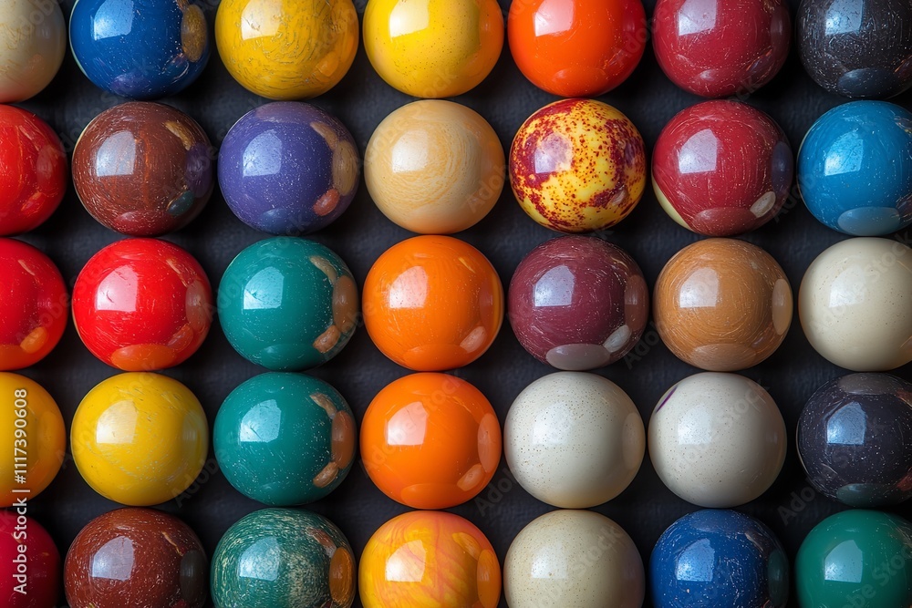The top view of the colorful pool balls. Generative Ai The top view of the colorful pool balls. Generative Ai