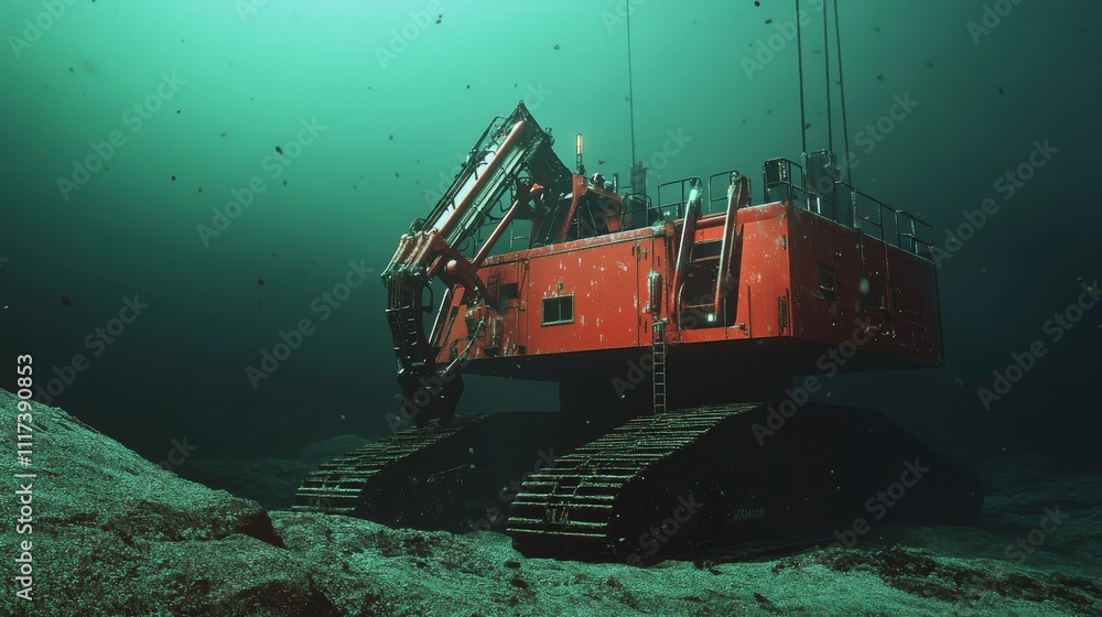 Rotating Turret on Seafloor with Industrial Lighting Rotating Turret on Seafloor with Industrial Lighting